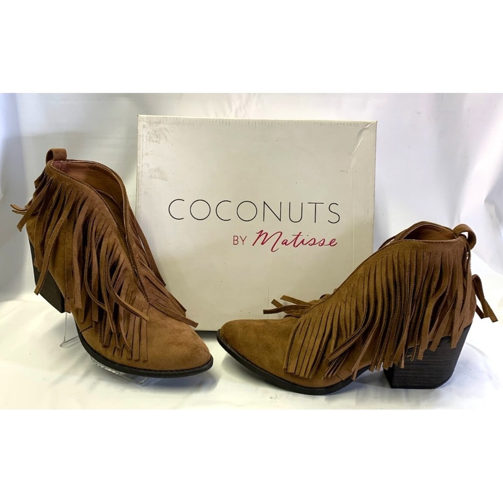 Women's Coconuts by Matisse Lambert Fringe Ankle Boots Lombard Saddle Size 9.5
